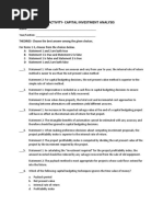 Activity - Capital Investment Analysis