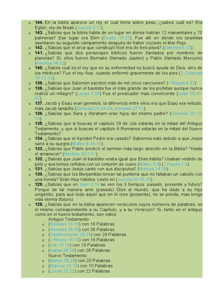 Curiosidades y Datos de la Biblia | PDF | Daniel (figura bíblica) | Biblia