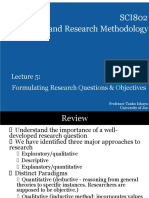 SCI802 ICT and Research Methodology: Formulating Research Questions & Objectives