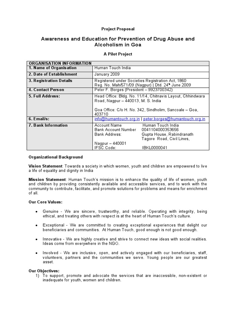 Project Proposal For Drug Abuse Awareness | PDF | Youth | Substance Abuse