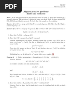 Algebra Practice Problems Hints and Solutions