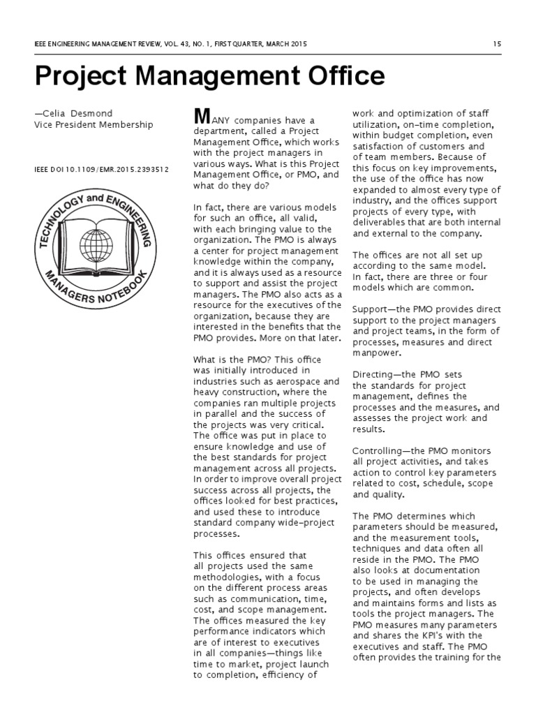 Project Management Office PDF Project Management Business