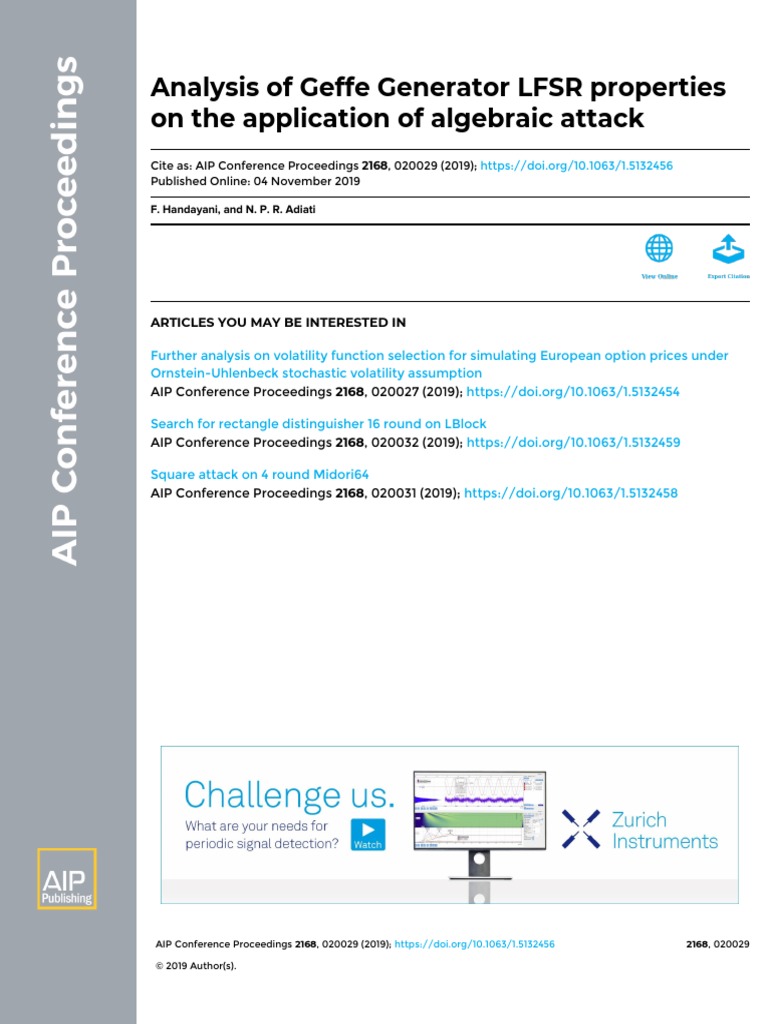 Analysis of Geffe Generator LFSR Properties On The Application of ...
