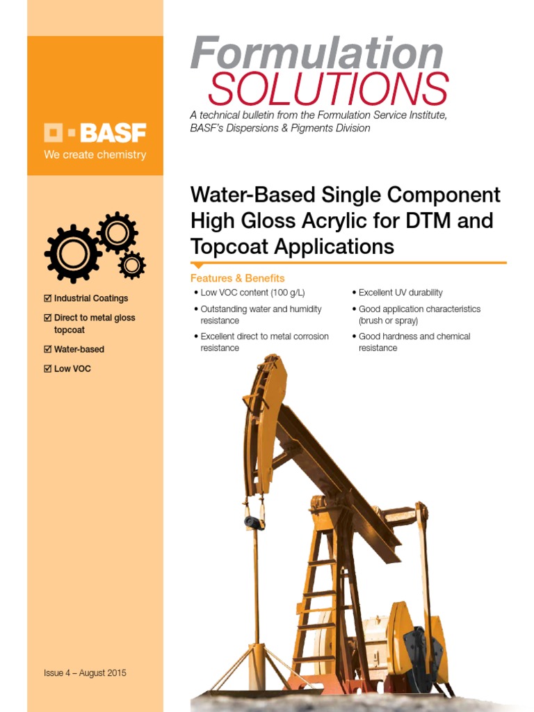 WaterBased Single Component High Gloss Acrylic For DTM and Topcoat