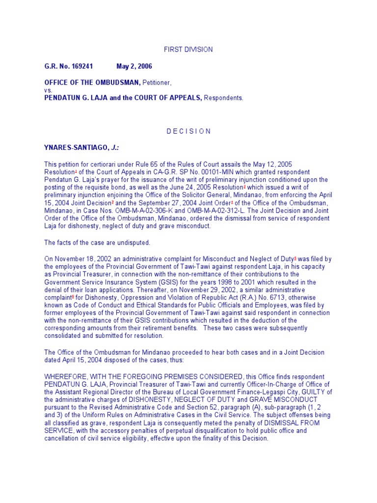 Office of The Ombudsman v. Laja PDF Appeal Injunction
