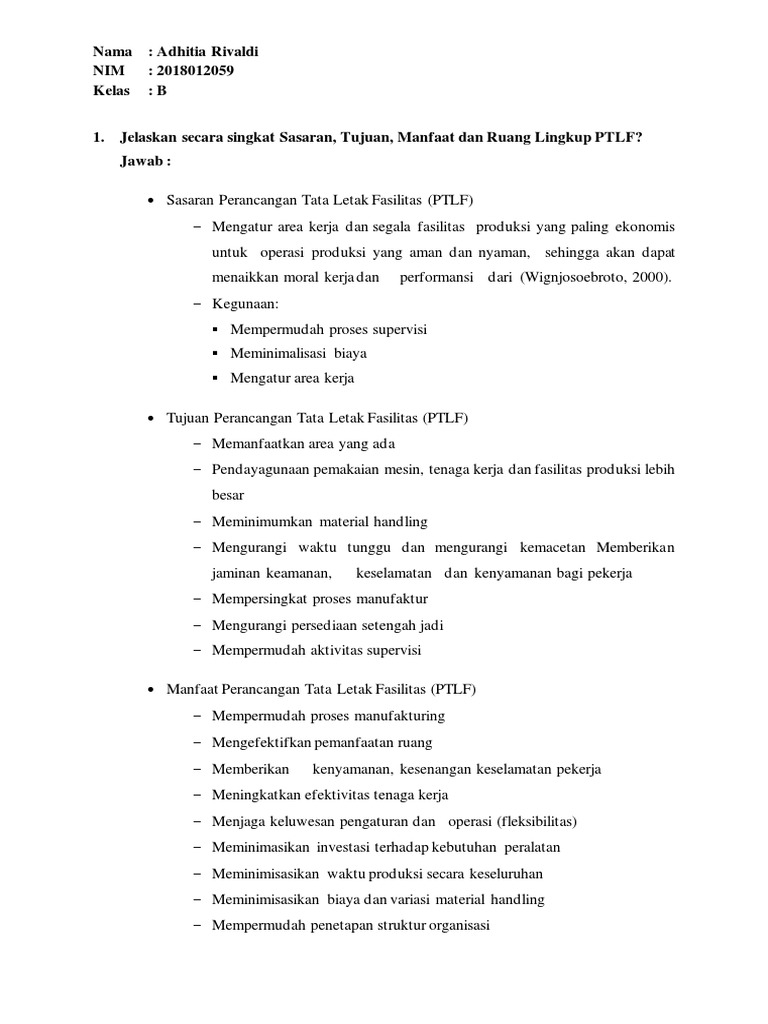 Perancangan Tata Letak Fasilitas (PTLF) | PDF