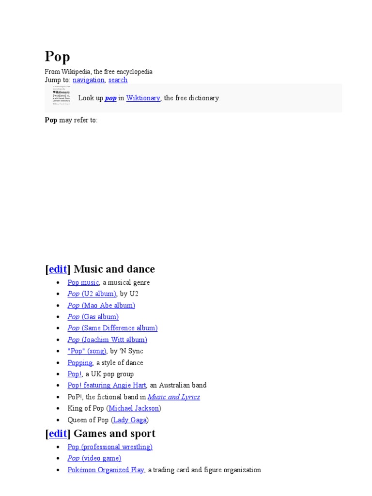 Music and Dance: Navigation Search Wiktionary | PDF | Wikipedia | Leisure