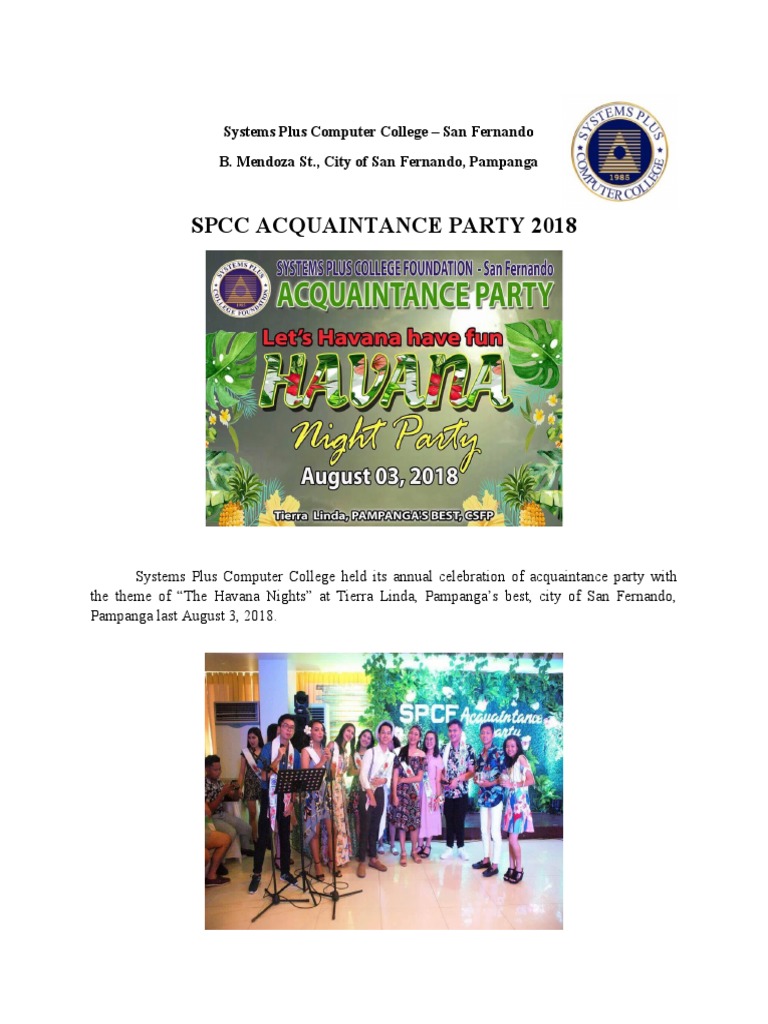 SPCC Acquaintance Party Highlights | PDF