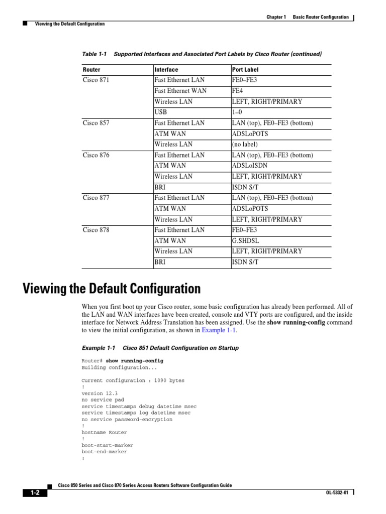 Viewing The Default Configuration: Router Interface Port Label | PDF ...