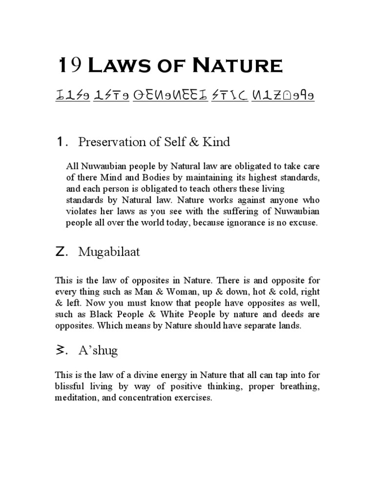 19 Laws of Nature Explained | PDF | Nature | Natural Law