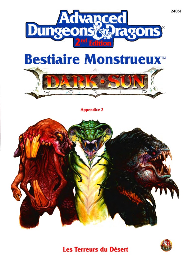 AD&D 2 – Dark Sun – Français – Jeu De Rôle Complet – Boîte TSR