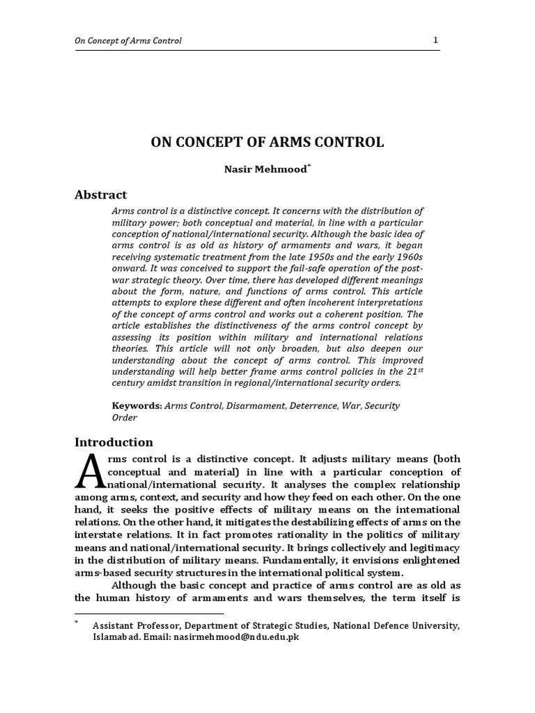 Understanding Arms Control Concepts | PDF | Deterrence Theory | Crime ...