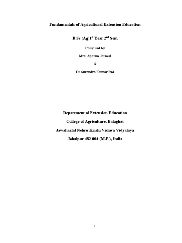 Agricultural Extension Education Basics | PDF | Evaluation | Leadership