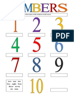 Write The Names of The Numbers in The Boxes:: Two One Ten Five Eight Four Three Seven Six Nine