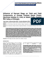 Influence of Harvest Stage on Yield and Yield Components of Orange Fleshed Sweet Potato [Ipomoea batatas (L) Lam] at Adami Tullu, Central Rift Valley of Ethiopia