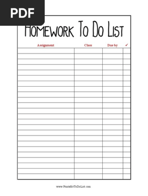 Homework to Do List