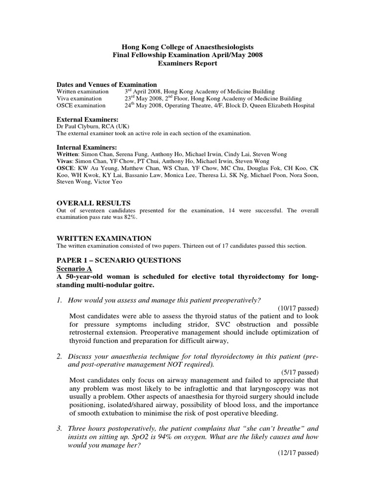 Dates and Venues of Examination RD RD ND TH PDF Anesthesia