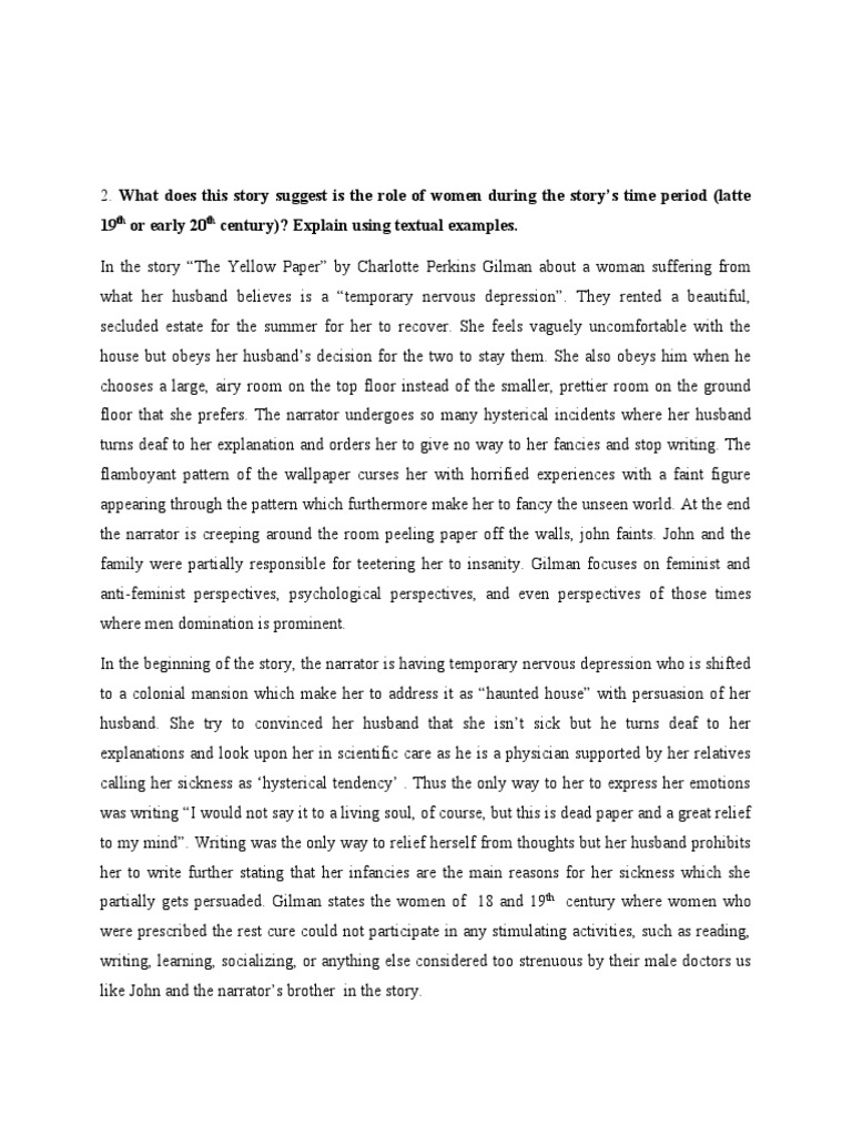 The Yellow Wallpaper PDF The Yellow Wallpaper Feminism