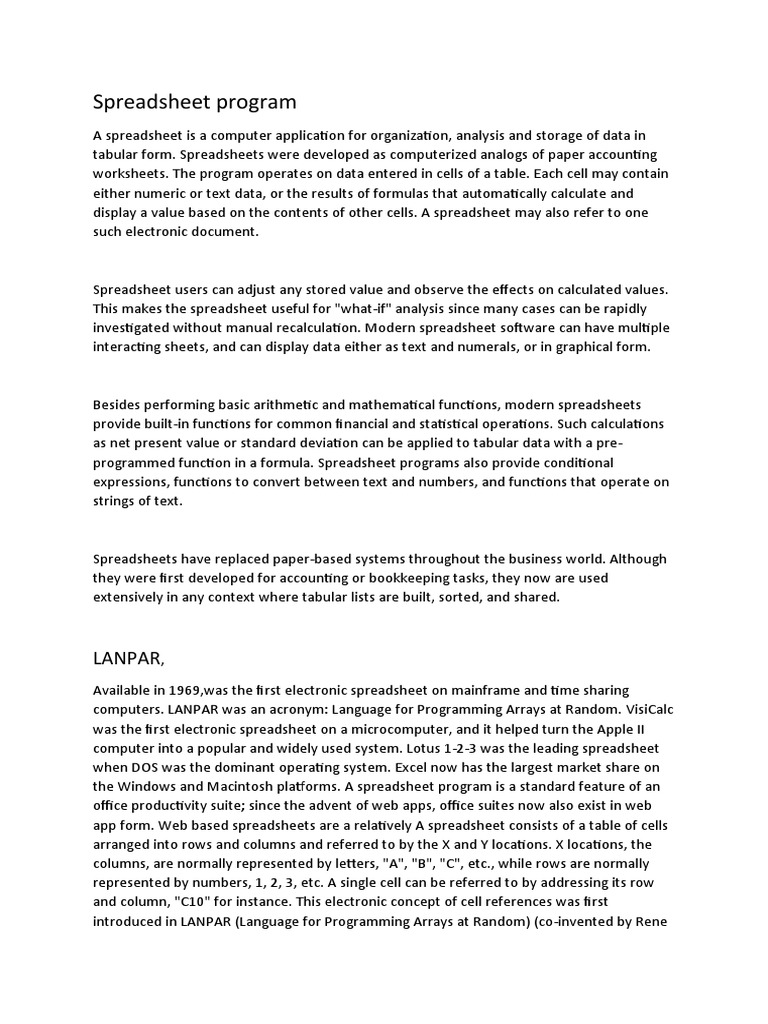 FUNDAMENTALS OF COMPUTER Assignment Download Free PDF Spreadsheet