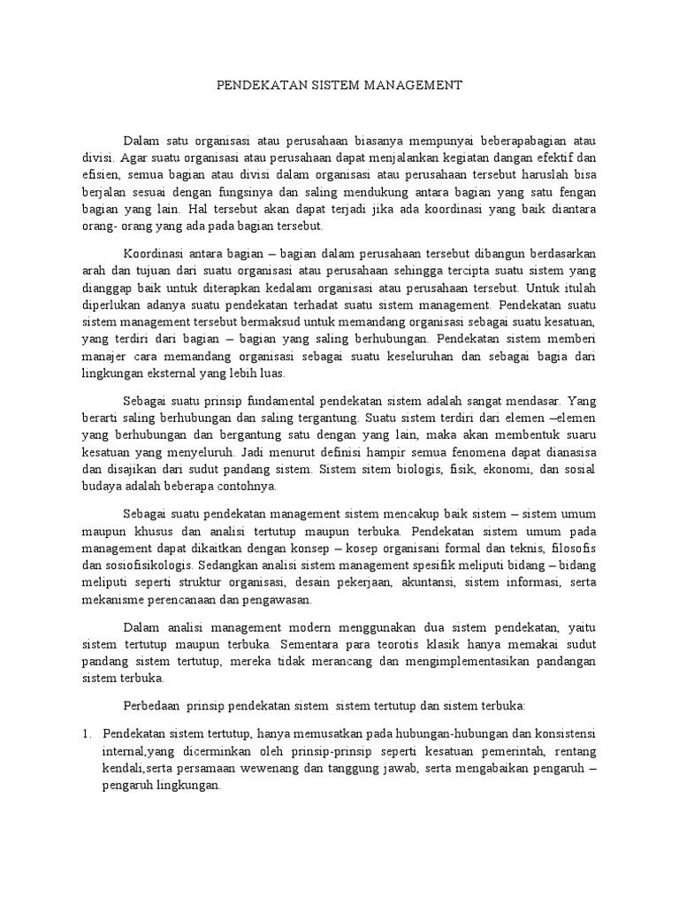 Pendekatan Sistem Management Pdf
