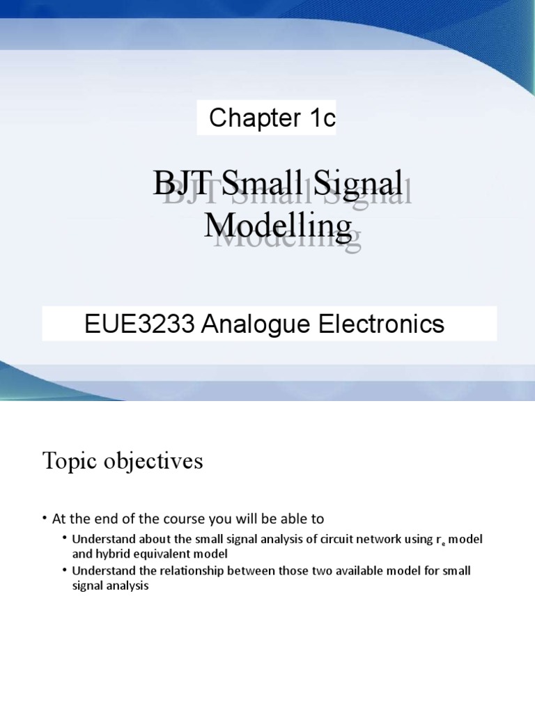 Chap1c - BJT Small Signal Modelling (v1.2) | PDF | Bipolar Junction ...
