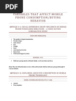 Variables That Affect Mobile Phone Consumption