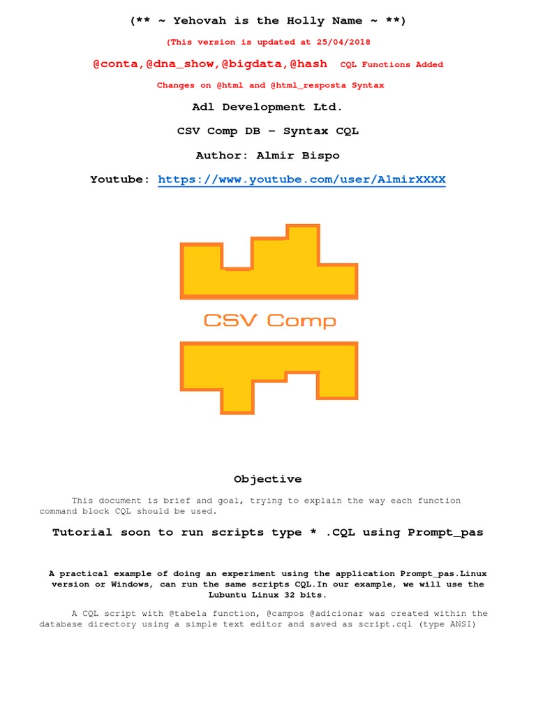CQL Syntax Guide for CSV Management | PDF | Database Index | Comma ...