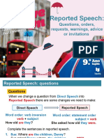 Reported Speech:: Questions, Orders, Requests, Warnings, Advice or Invitations