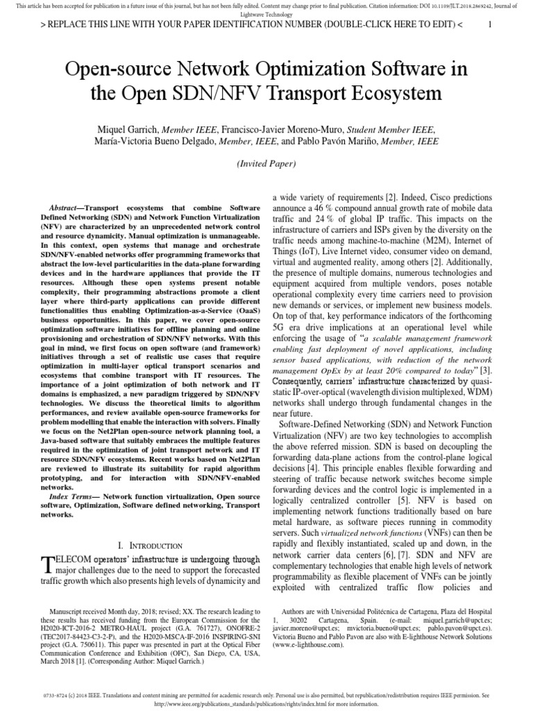 SDN/NFV Network Optimization | PDF | Open Stack | Computer Network
