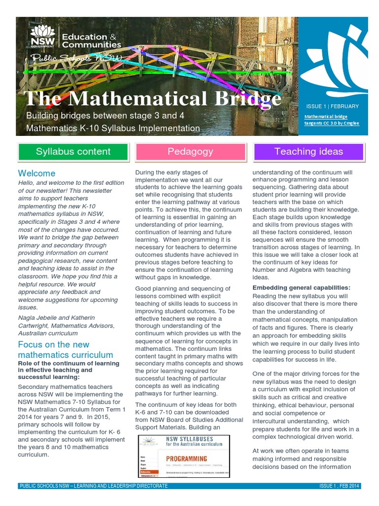 1.the Mathematical Bridge Issue 1 Feb2014 | PDF | Multiplication | Drink