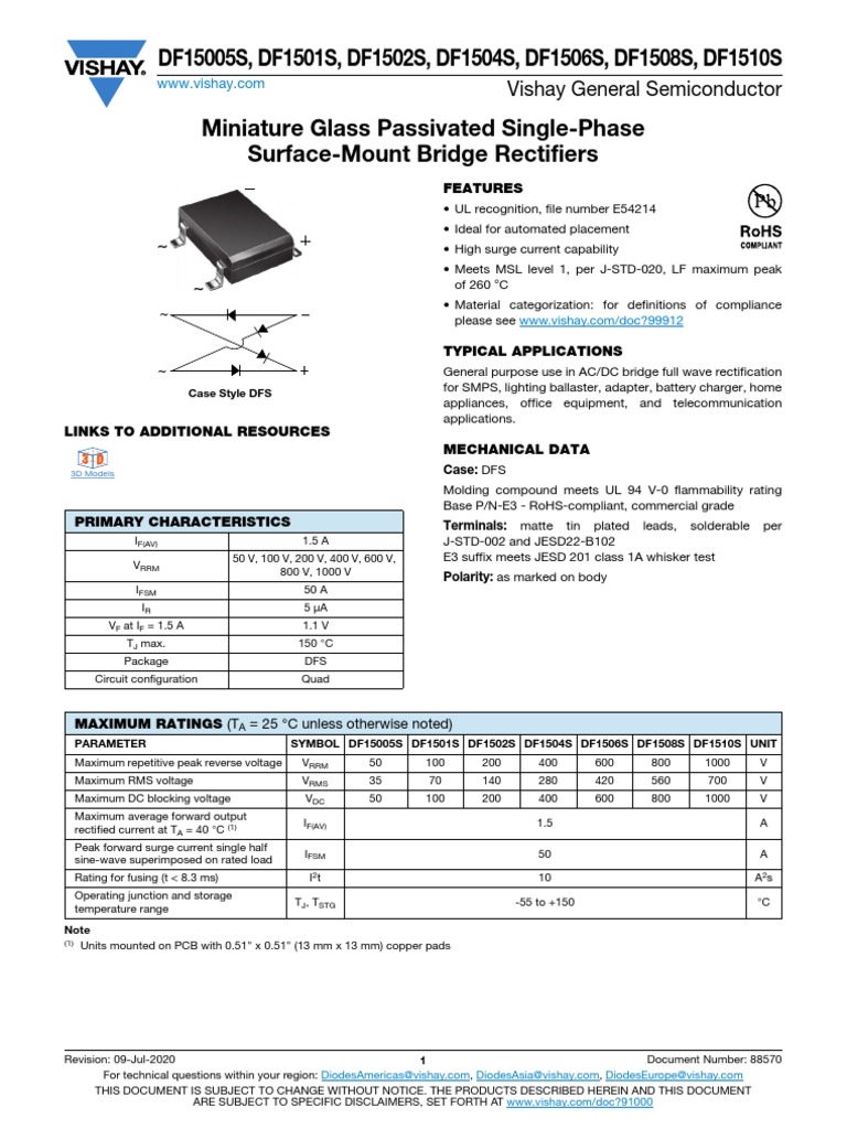 DF15005S, DF1501S, DF1502S, DF1504S, DF1506S, DF1508S, DF1510S | PDF