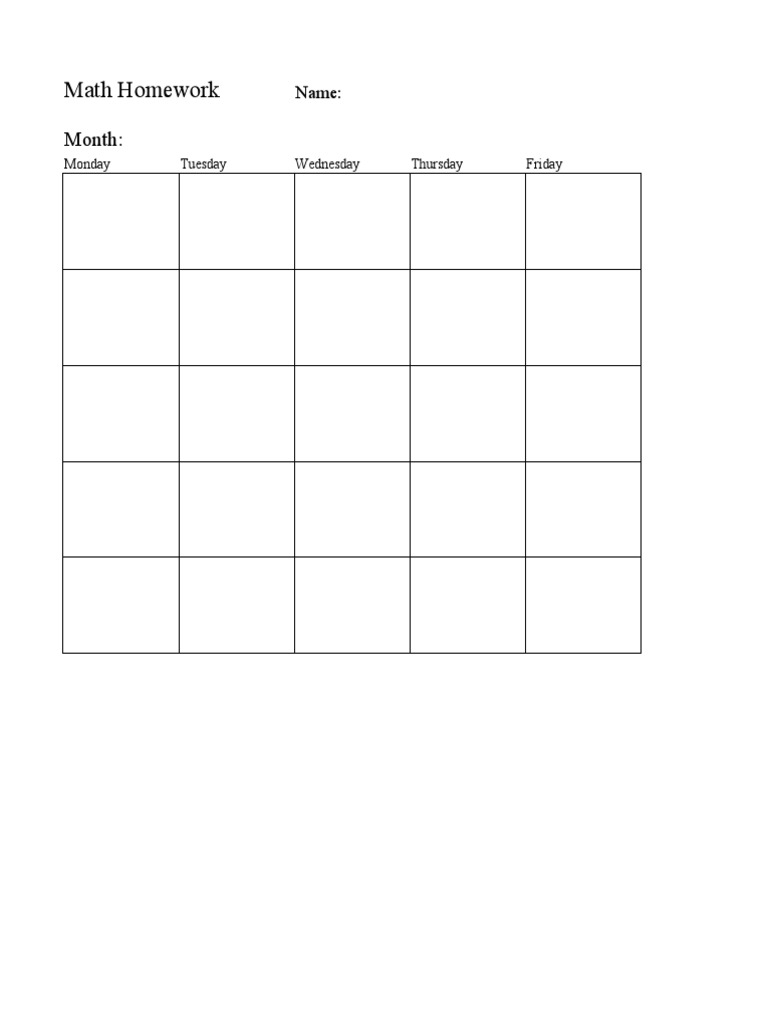 Homework Calendar | PDF