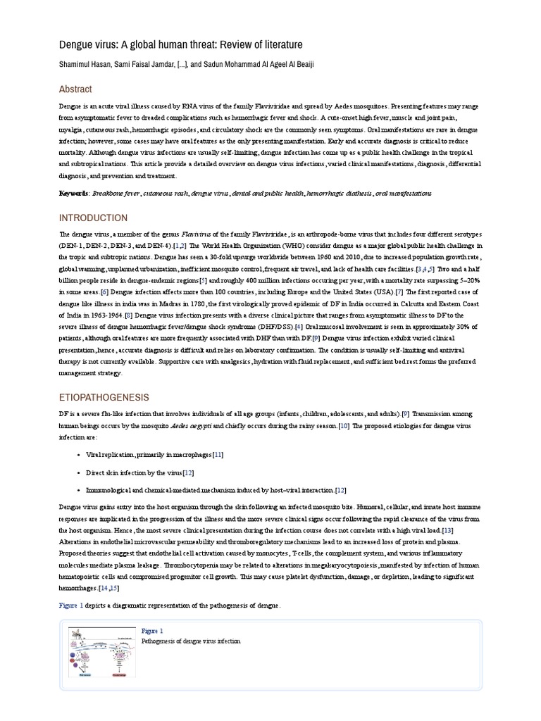 Dengue Virus - A Global Human Threat - Review of Literature | PDF ...