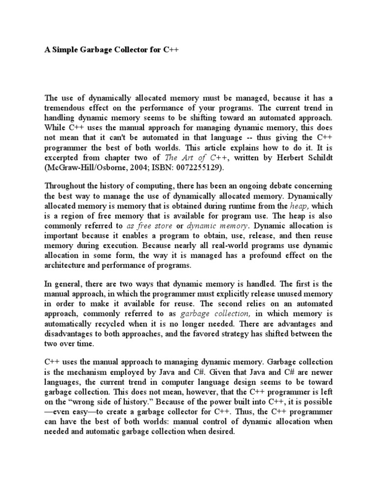 A Simple Garbage Collector For C++ | PDF | Computers | Technology ...