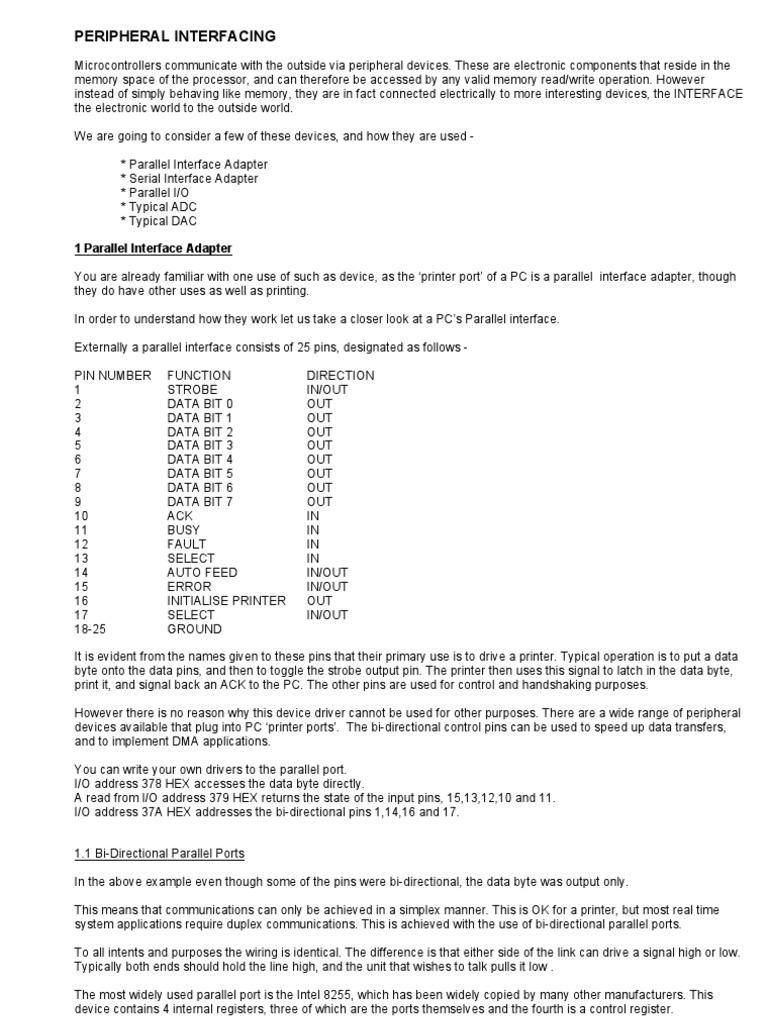 Peripheral Interfacing: 1 Parallel Interface Adapter | PDF | Digital ...