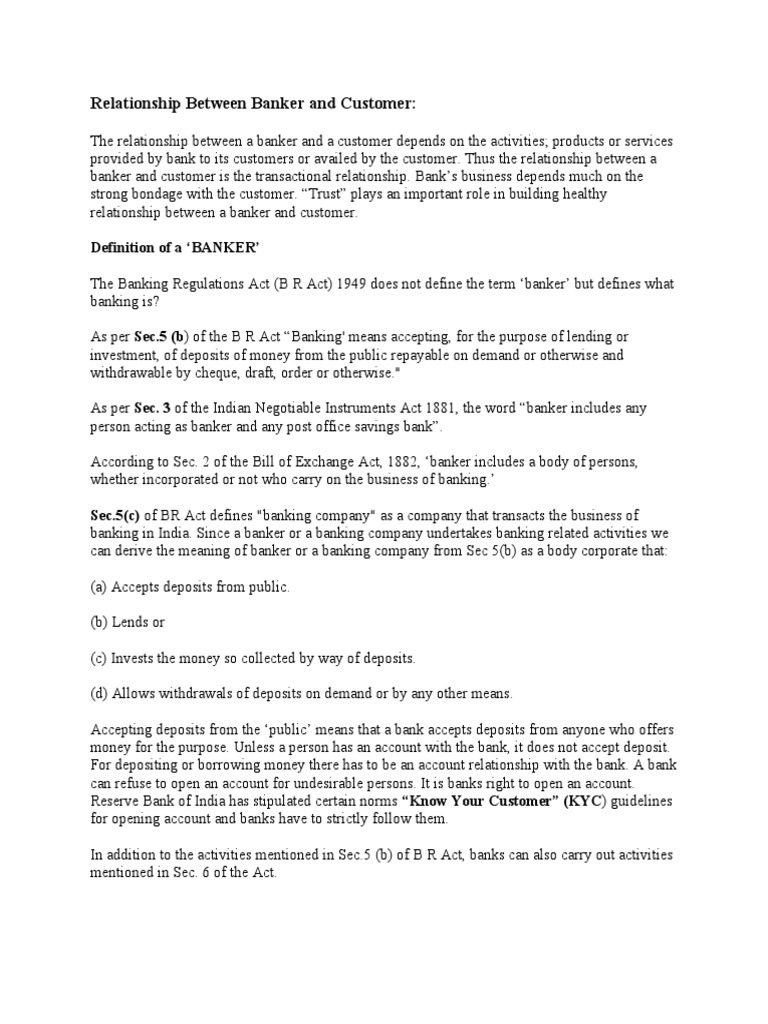 what is the difference between banker and customer