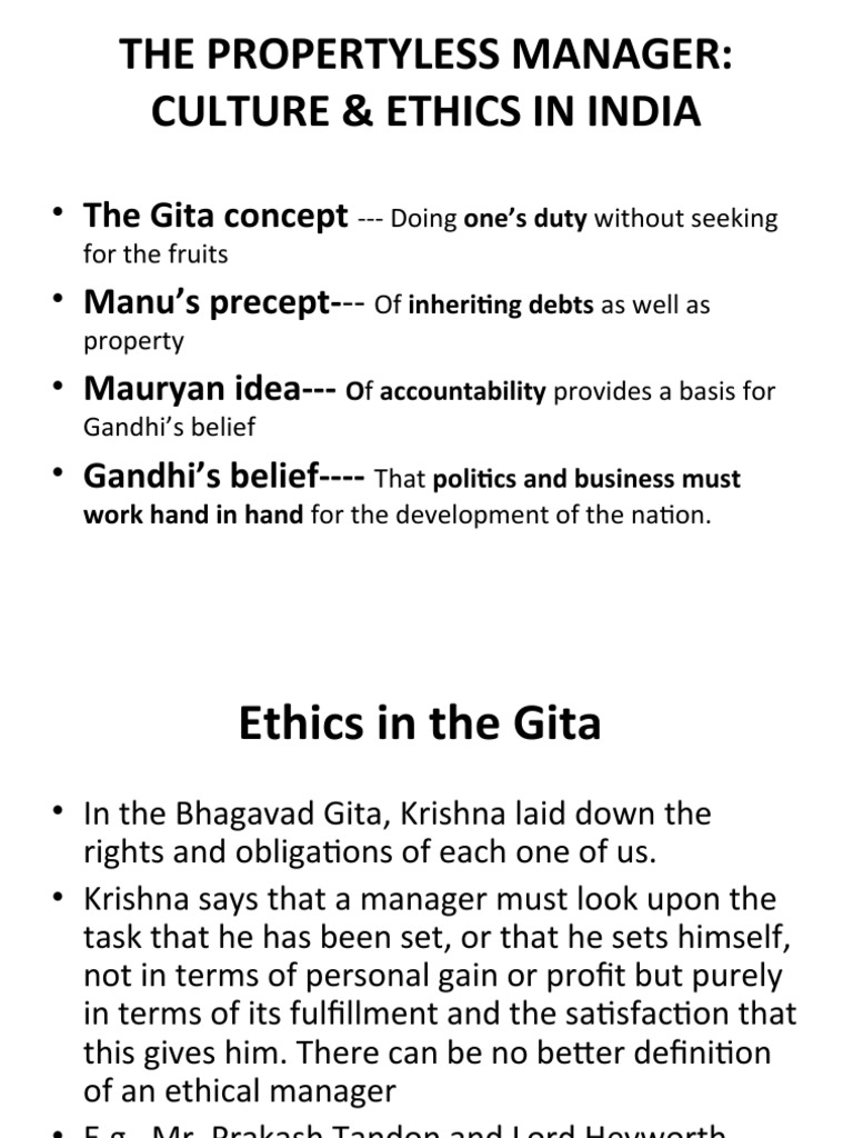 Ethics and Management in Indian Culture | PDF | Bhagavad Gita ...