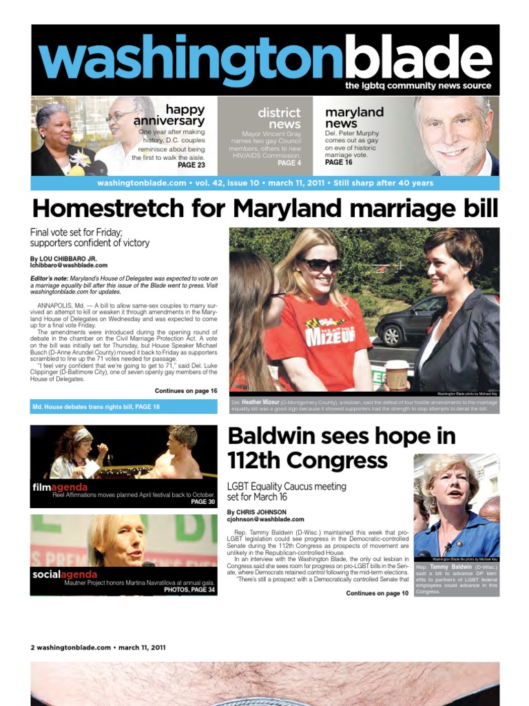 Homestretch For Maryland Marriage Bill Baldwin Sees Hope in 112th Congress PDF Management Of Hiv/Aids Hiv/Aids