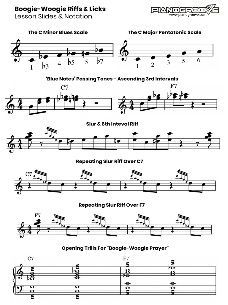 Boogie-Woogie Riffs & Licks Guide | PDF | Foreign Language Studies | Art