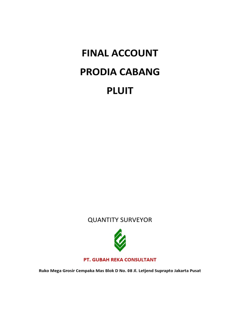 Final Account Proyek Prodia Pluit | PDF