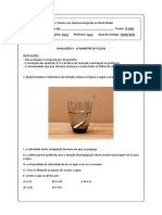 Curso Técnico em Química Integrado ao Nível Médio Física Avaliação