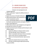 Biology: Cbse Class Xii - Board Exams 2021 Most Important Questions