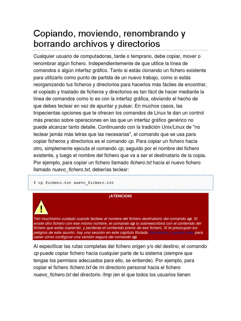 Copiar, mover y renombrar en Linux | PDF | Archivo de computadora ...