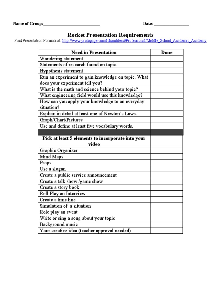 Rocket Requirements Page | PDF