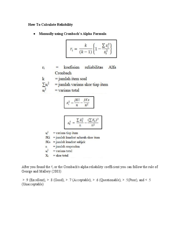 How to Calculate Reliability