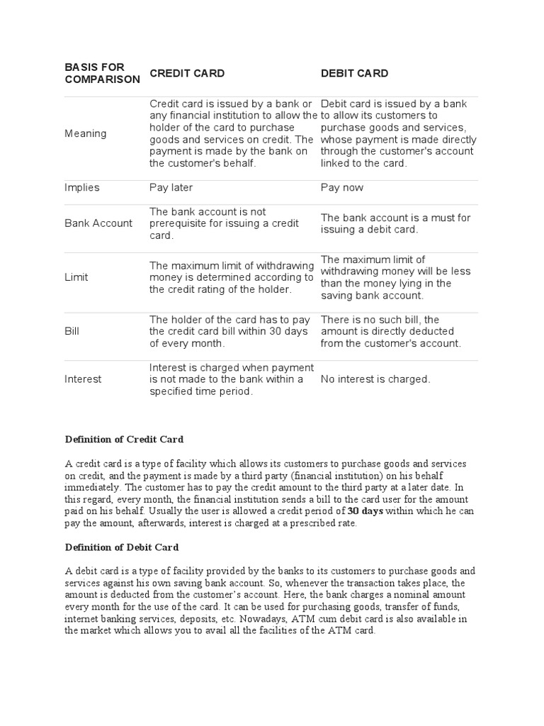 Credit and Debit Card | PDF | Credit Card | Debit Card