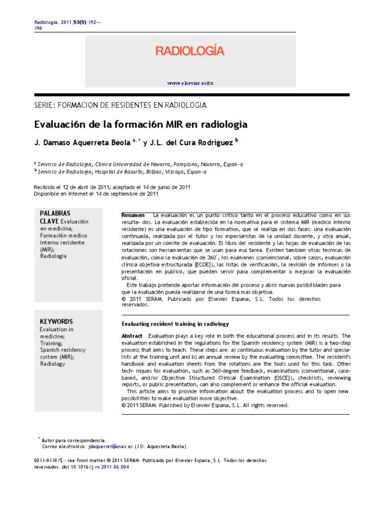 Evaluacion de Formacion Mir en Radiologia | Descargar gratis PDF ...