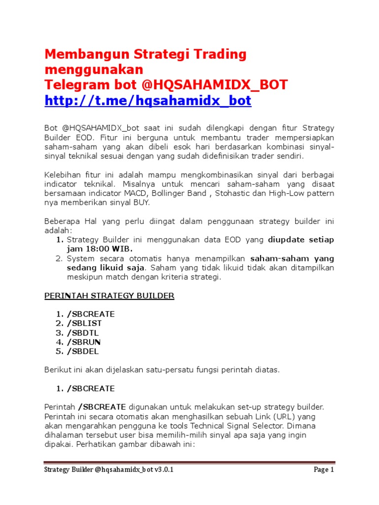 Panduan Penggunaan Strategy Builder Bot | PDF