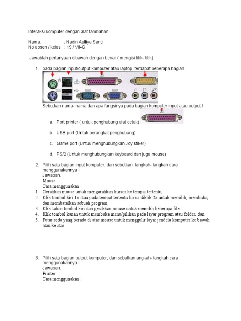 Panduan Interaksi Alat Input Output Komputer | PDF