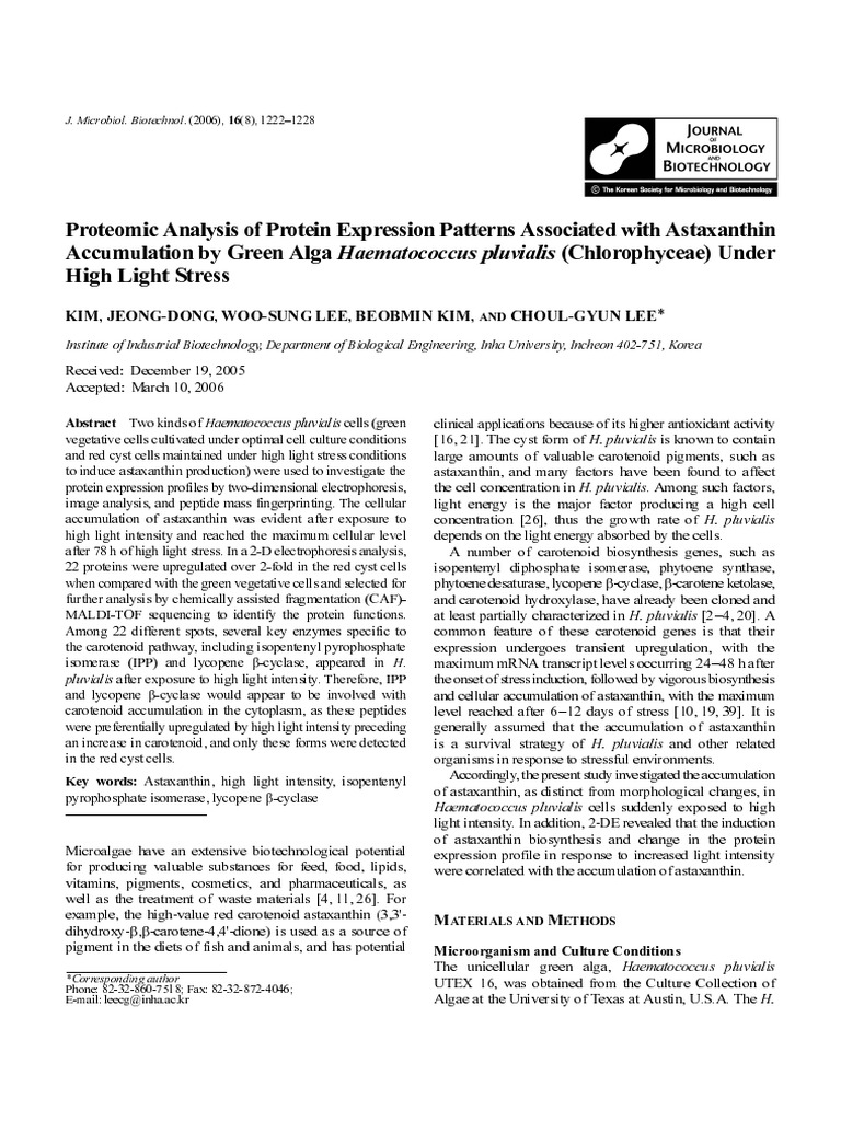 Jeong 2005 Proteomic Analysis of Protein Expression Patterns Associated ...